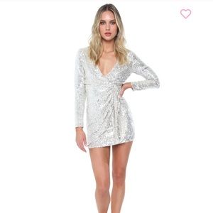 Resa Kylie Mini Dress Silver & Gold Sequin Dress